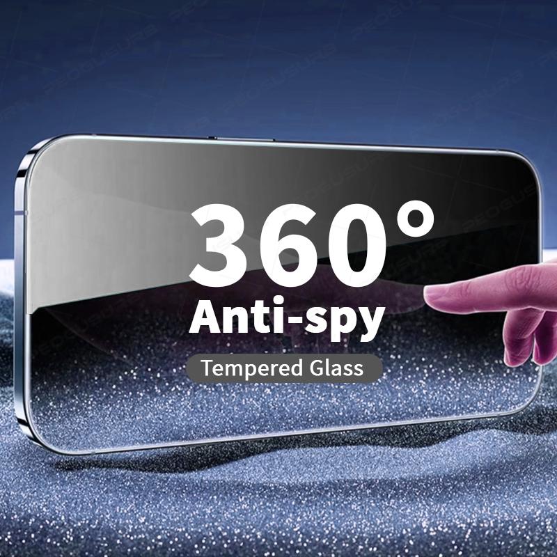 360° Privacy Anti Spy Protector for iPhone Air 6 7 8 X XS XR 11 12 13 14 15 16 17 Pro Max Full Coverage High Quality Tempered Glass Screen Protector