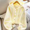 Women Long Sleeve Hooded Knitted Jacket Sweet Cute Design Loose Sweaters