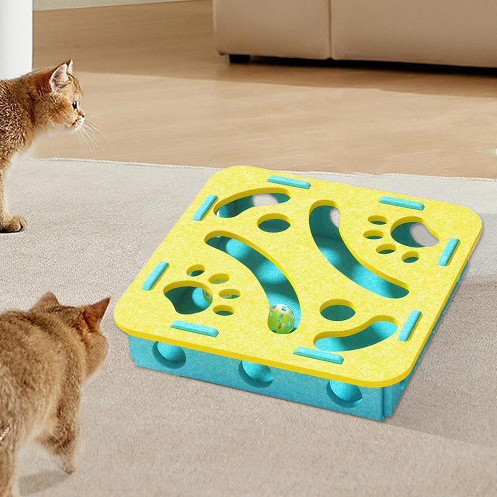 Cat Puzzle Toy Felt Indoor Hunting Play Mental Cat Toy Dispenser With Bell For Kitten Boredom Exercise Mealtime Living Room