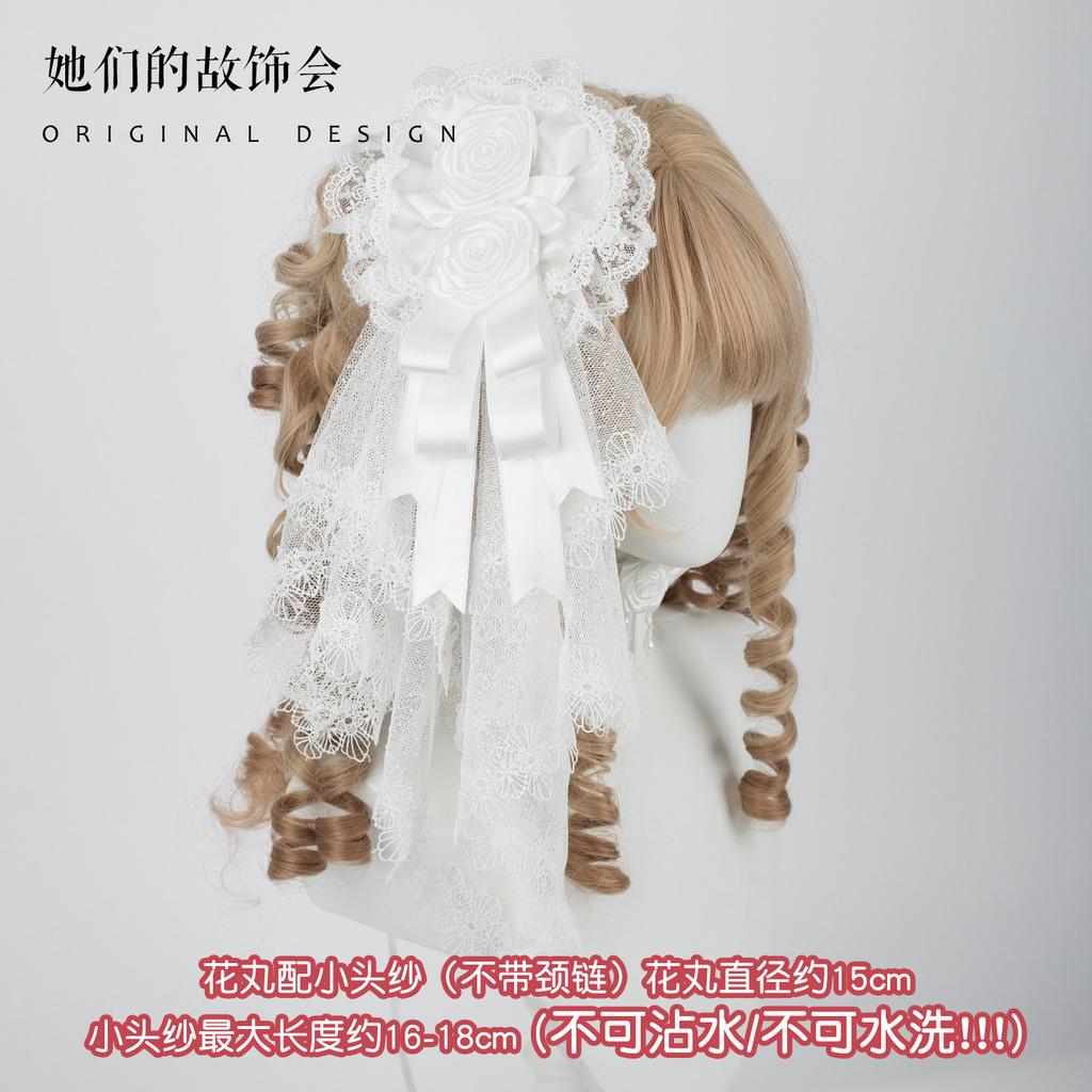 Hairpin Pair Flower Maru Veil Bow Lace White Headband Flat Cap Handmade Small Lolita Hair Accessories