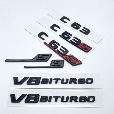 Glänzend schwarze Buchstaben und Zahlen Emblem C63 C63s V8Biturbo für Mercedes Benz AMG Auto Kotflügel Kofferraum hinten C205 S205 W205 Logo