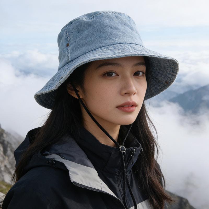 

Trendy Women s Denim Hats Versatile Boater Hats Sun Hats Outdoor Camping Hats and More M（56-58cm） светло-синий