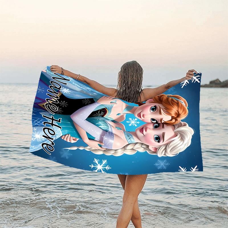 1pc Frozen5 Beach Towel with Custom Name, Beach/Swimming/Bath/Picnic/Camping Towel, Suitable for Seaside Beaches