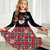 Girl Casual Snowflake Print Round Neck Long Sleeve Dress Kid Princess Dress