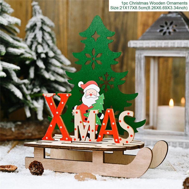 Decor Christmas Wooden Table Desktop Sign Xmas Gifts New Year Home Ornaments
