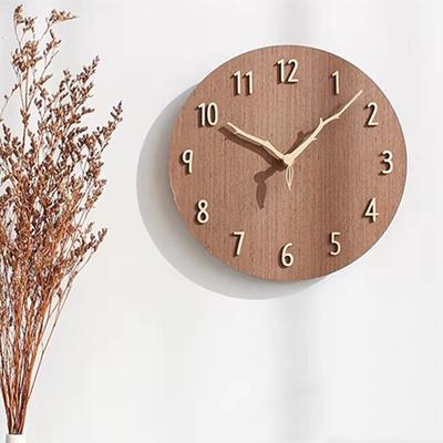Wall Natural Wood Continuous Second Cute Leaf and Branch Solid Wood 3D Modern Home Holiday Gift BOMU-TECHBOMU Clock, Popular, Cute, Stylish, Nordic,