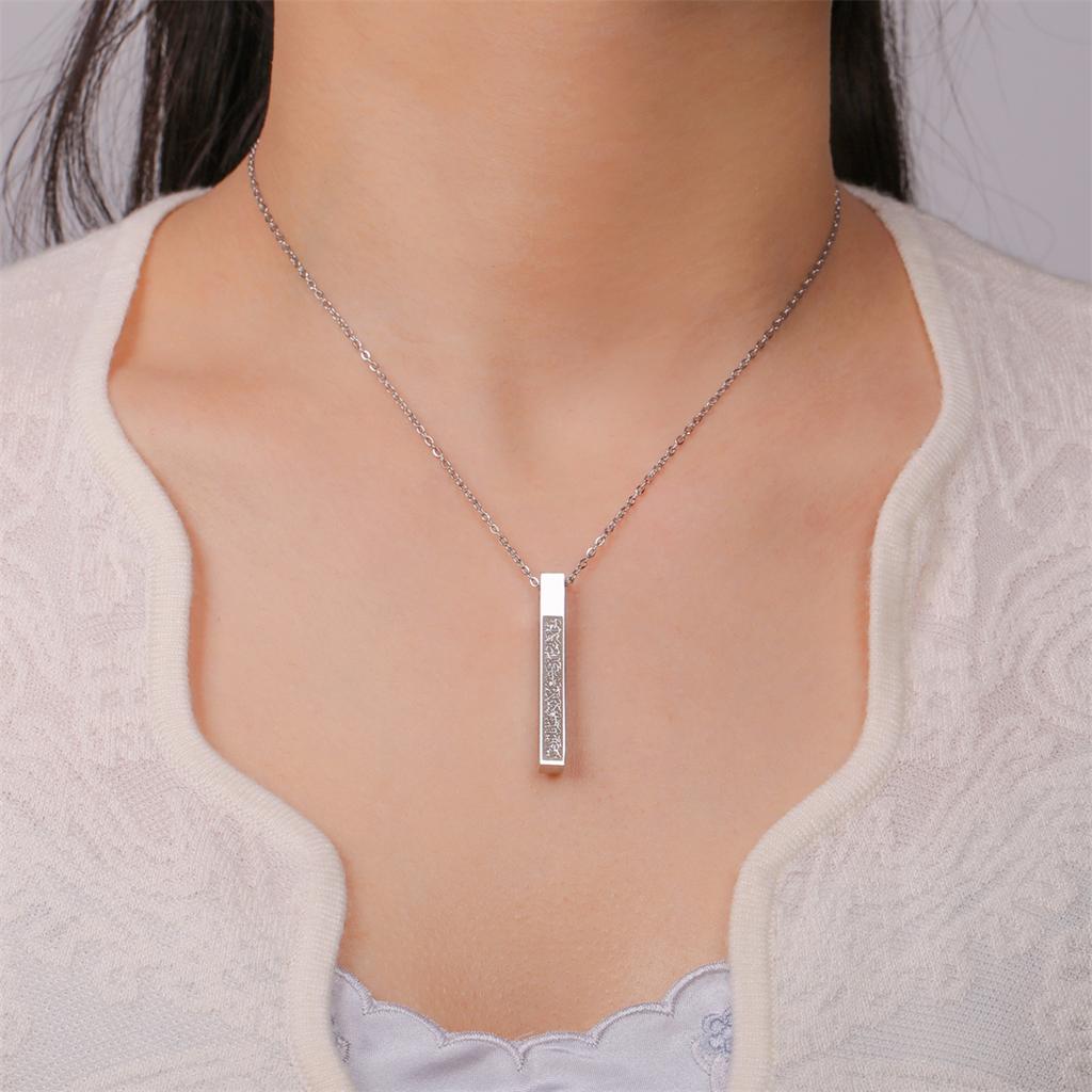 Arabic Ayatul Kursi Necklace for Men Women Stainless Steel Islamic Quran Prayer Talisman Pendant Jewelry Gift
