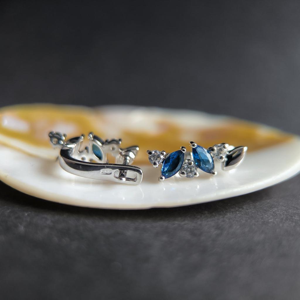 Серебряные серьги с сапфиром nano 1.45ct (2206040)