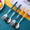 2/4/6PCS Mixing Spoon 304 Stainless Steel Long Handled Creative Kitchen Accessories Dessert Spoon Fork Mirror Polishing