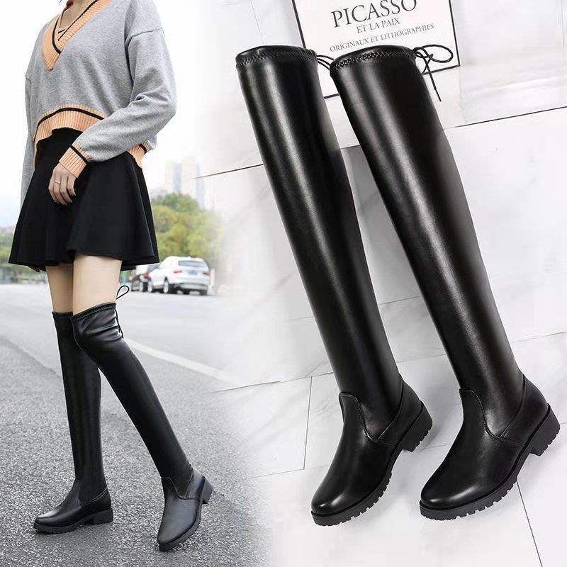 Real soft leather boots women's over-the-knee thin boots 2025 autumn and winter new flat-bottomed Korean version warm and thin high boots