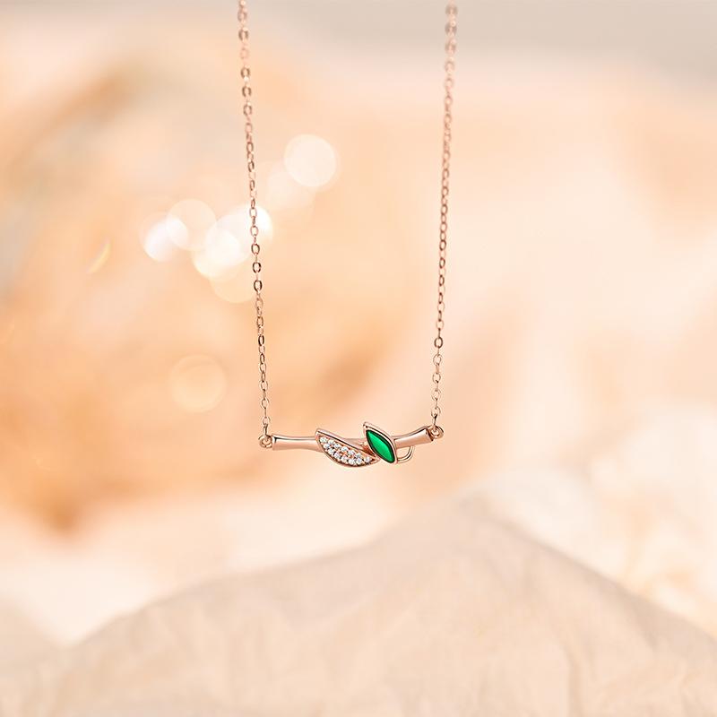 Chinese Style Bamboo Joint Necklace New China New Zealand Light Luxury High Grade Elegant Temperament Elegant Chinese Style Clavicle Chain