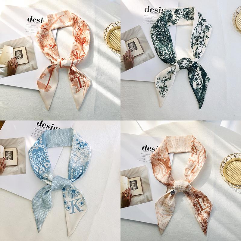 Retro Brief Drucken Frauen Kleine Schal Tasche Dekoration Band Mode Kopf Schal Stirnband Krawatte Schals