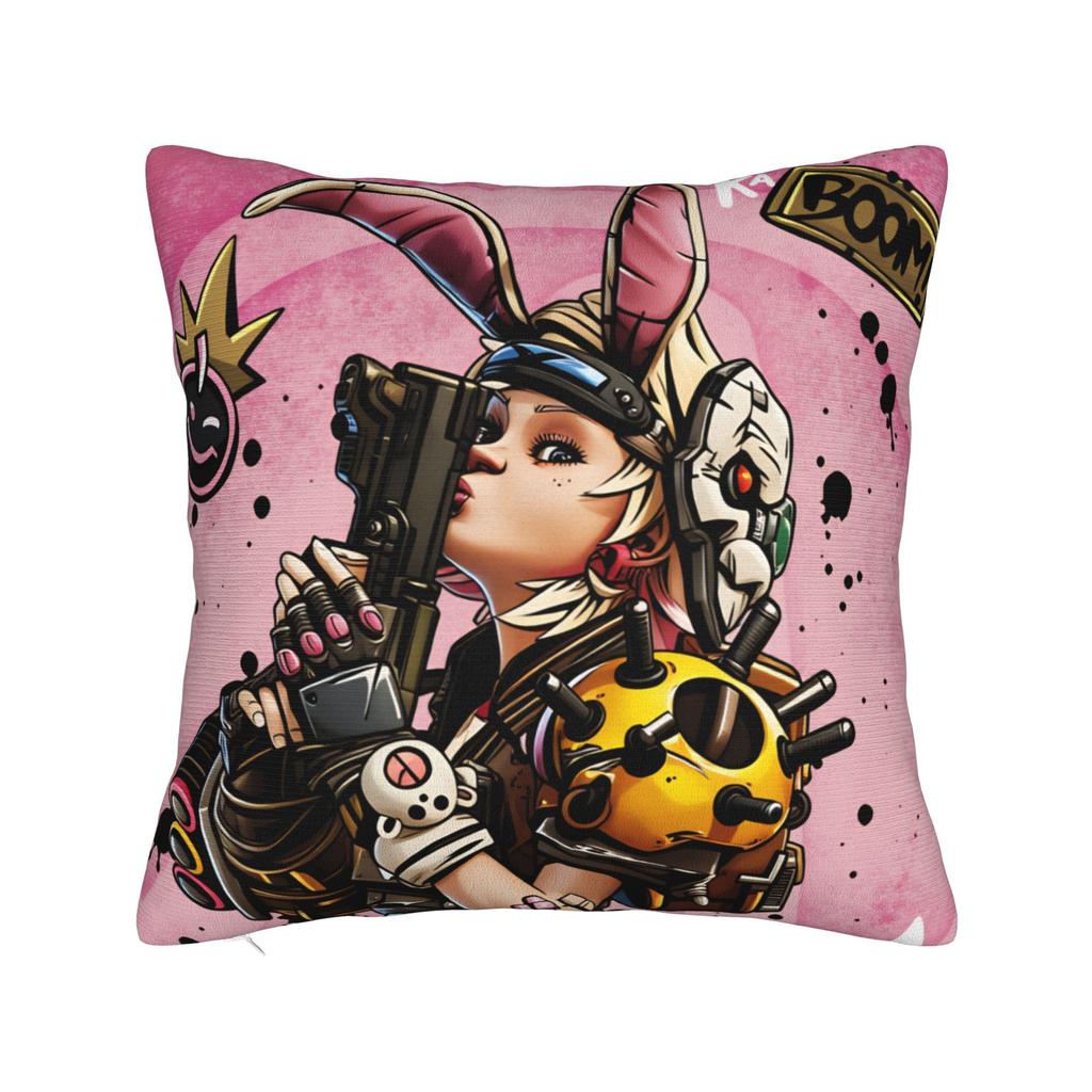 Borderlands 4 Pillow Case Video Shooting Game Square Pillow Cover For Living Room Bed Chair Retro Trendy Pillowcases
