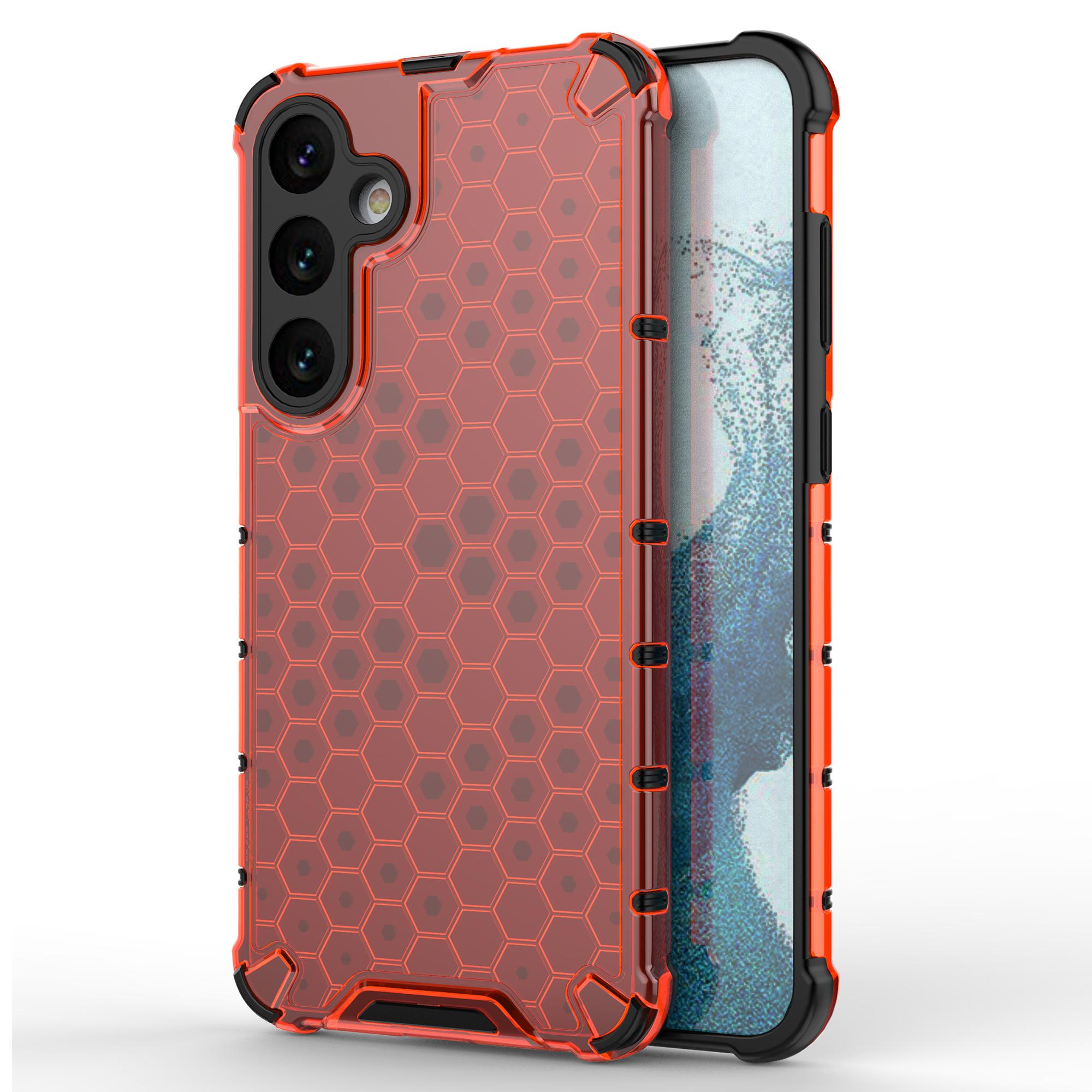 

For Samsung Galaxy S25 Case PC+TPU Phone Cover Honeycomb Shape Red