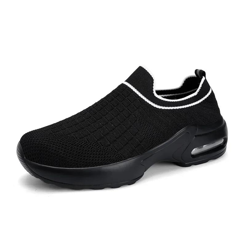 Fashion Flying Weaving Breathable Casual Shoes Women Lightweight Slip-On Cushioning Sneakers Ladies Non-Slip Sports Jogging Shoe