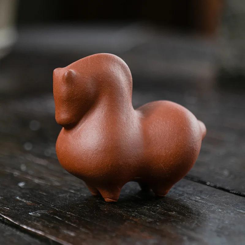 

Yixing Purple Clay Tea Pet Cartoon Horse To Success Animal Sculpture Ornaments Chinese Home Tea Set Decoration Accessories Craft 7x3.7x5.8cm
