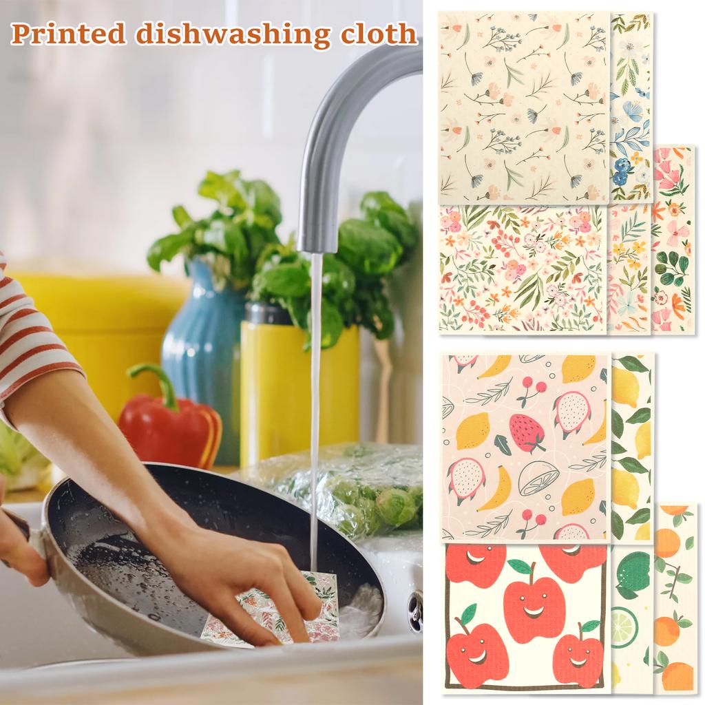 5/15PCS Kitchen Dish Towels Absorbent Swedish Dishcloths Oil-Free Cleaning Cloths for Washing Dishes Cleaning Kitchen Dish Rags