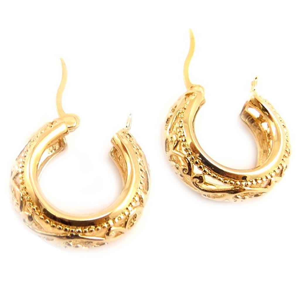 Les Trésors De Lily [L4319] – Pozlacené kruhové náušnice „Clothilde“ – 15x8 mm
