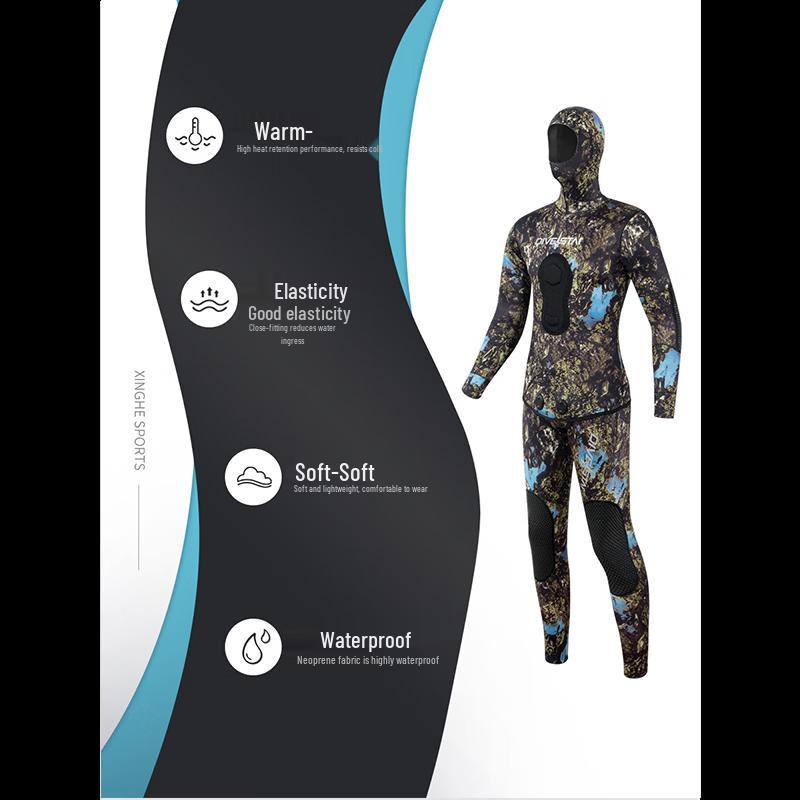 DIVESTAR Unisex Camouflage Spearfishing Wetsuit