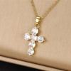 1 Pcs Luxury Cool Wind Cross Gold Plated Copper Pendant With Stainless Steel Chain Combination Of Collarbone Necklace