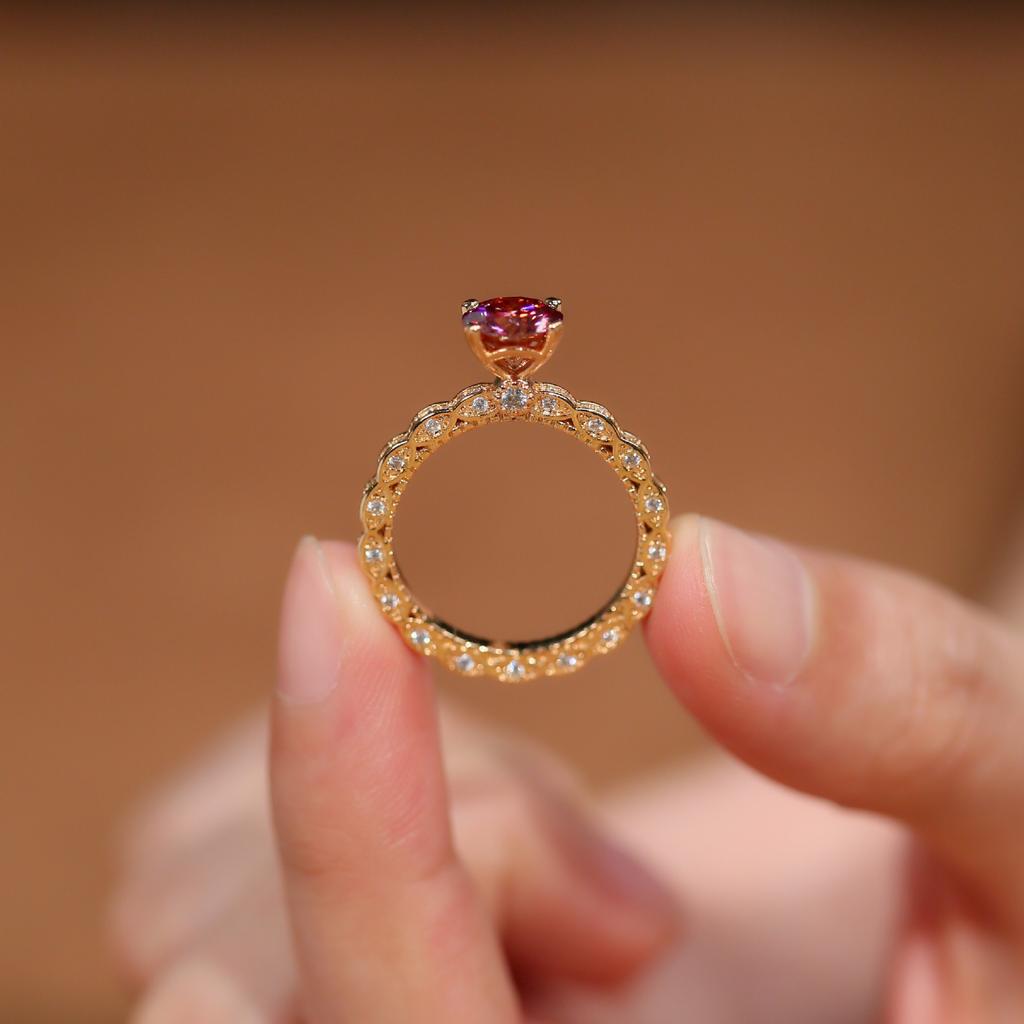 Sace Gems GRA Certified 1ct Moissanite Ring VVS1 Lab Diamond Solitaire Ring for Women Engagement Promise Wedding Band Jewelry