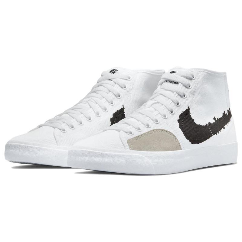 Nike Sb Blazer Court Mid Prm White Black Skateboard Shoes DM8553-100