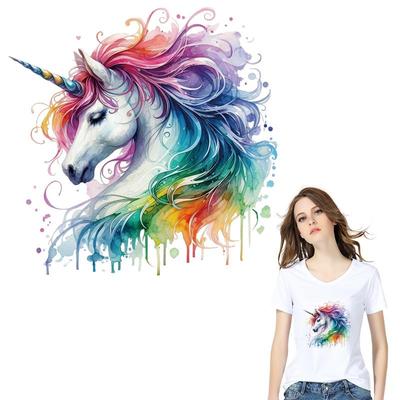 Ütüyle Yapışan Güzel Unicorn Çıkartmaları Kendin Yap Kapüşonlu Sweatshirt Kot Tişört Isı Transferi Giysi Çıkartmaları Özel Ütüyle Yapışan Yamalar