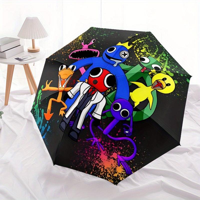 1 st Rainbow Friends Automatiskt Paraply 8-bens Design Kompakt Växel för Utomhusresor, Perfekt Gåva till Vänner eller Familj yy280828122