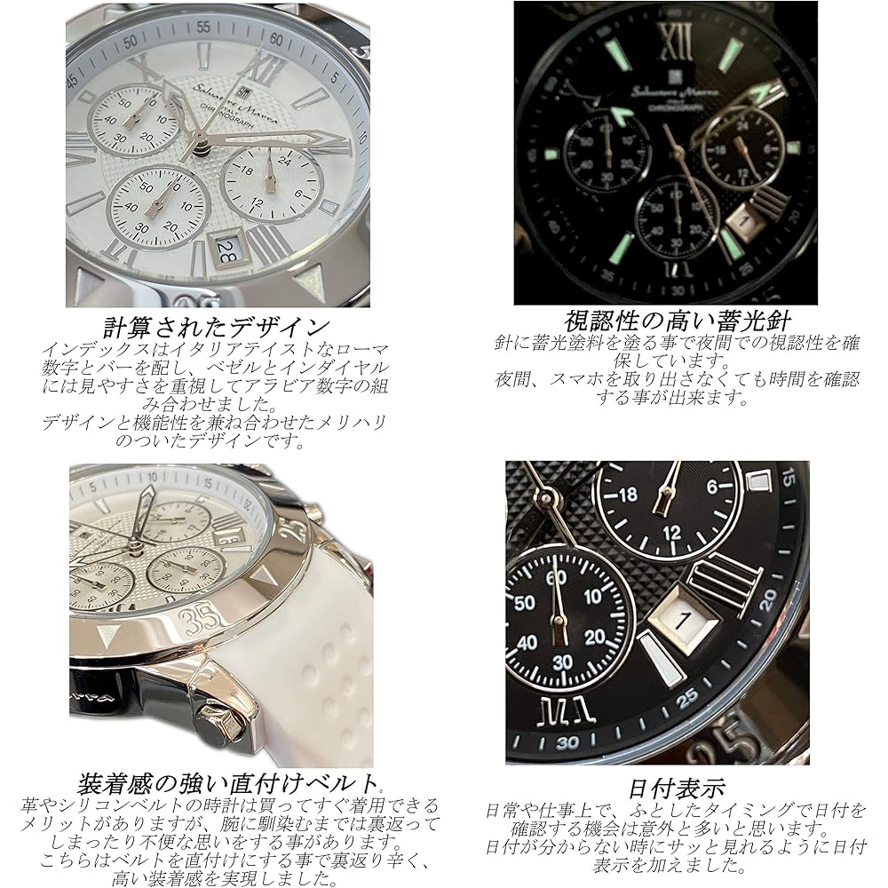 Salvatore Marra Chronograph Analog Quartz Watch Black Business Style Men's Limited Edition