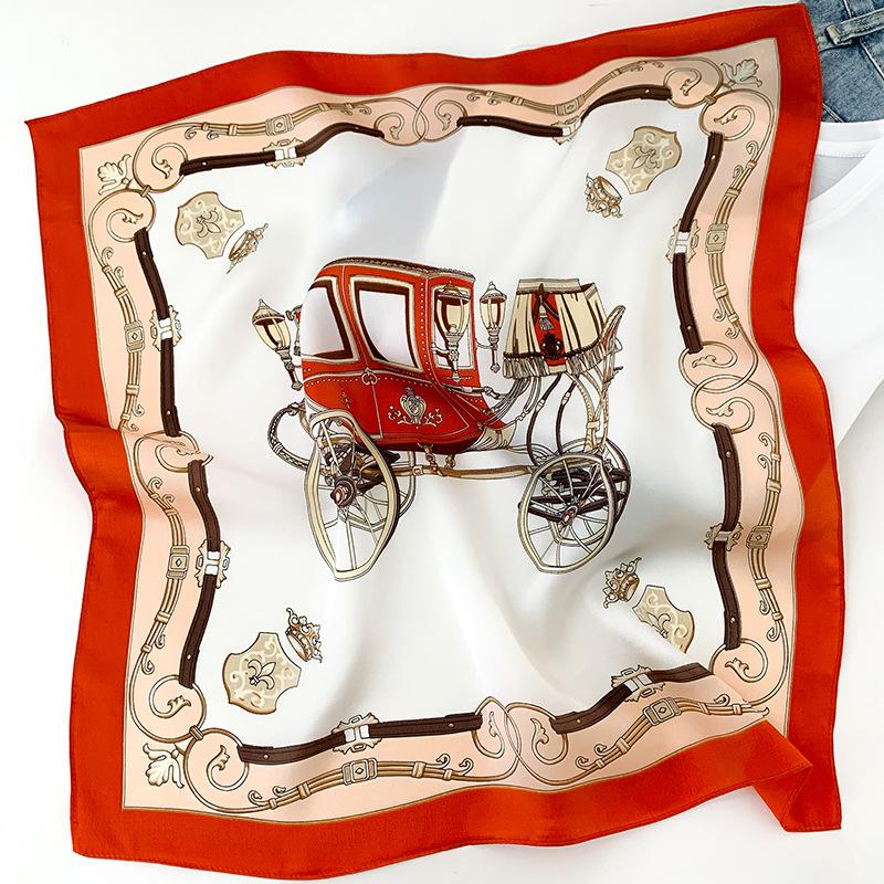 1116 retro carriage new silk small square scarf women's spring and summer decoration small scarf mulberry silk silk scarf sunscreen shawl