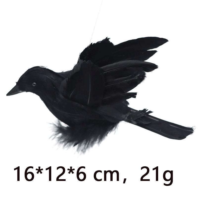 Duża kreskówkowa ozdoba wrona: Prawdziwe Pióra Ptak na Boże Narodzenie, Halloween i do Nordyckiego Wystroju Domu