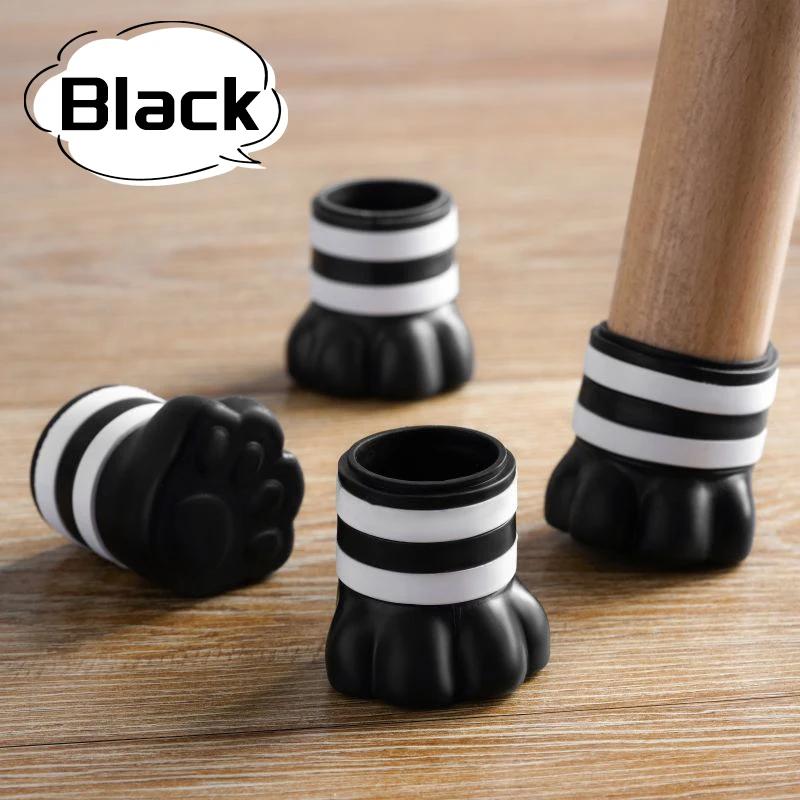 

Мультяшный Чехол-протектор для ножек стула в виде кошачьей лапы, Силиконовый Нескользящий Чехол для ножек мебели и стола, Коврик для защиты пола, Домашний декор 1PC чёрный