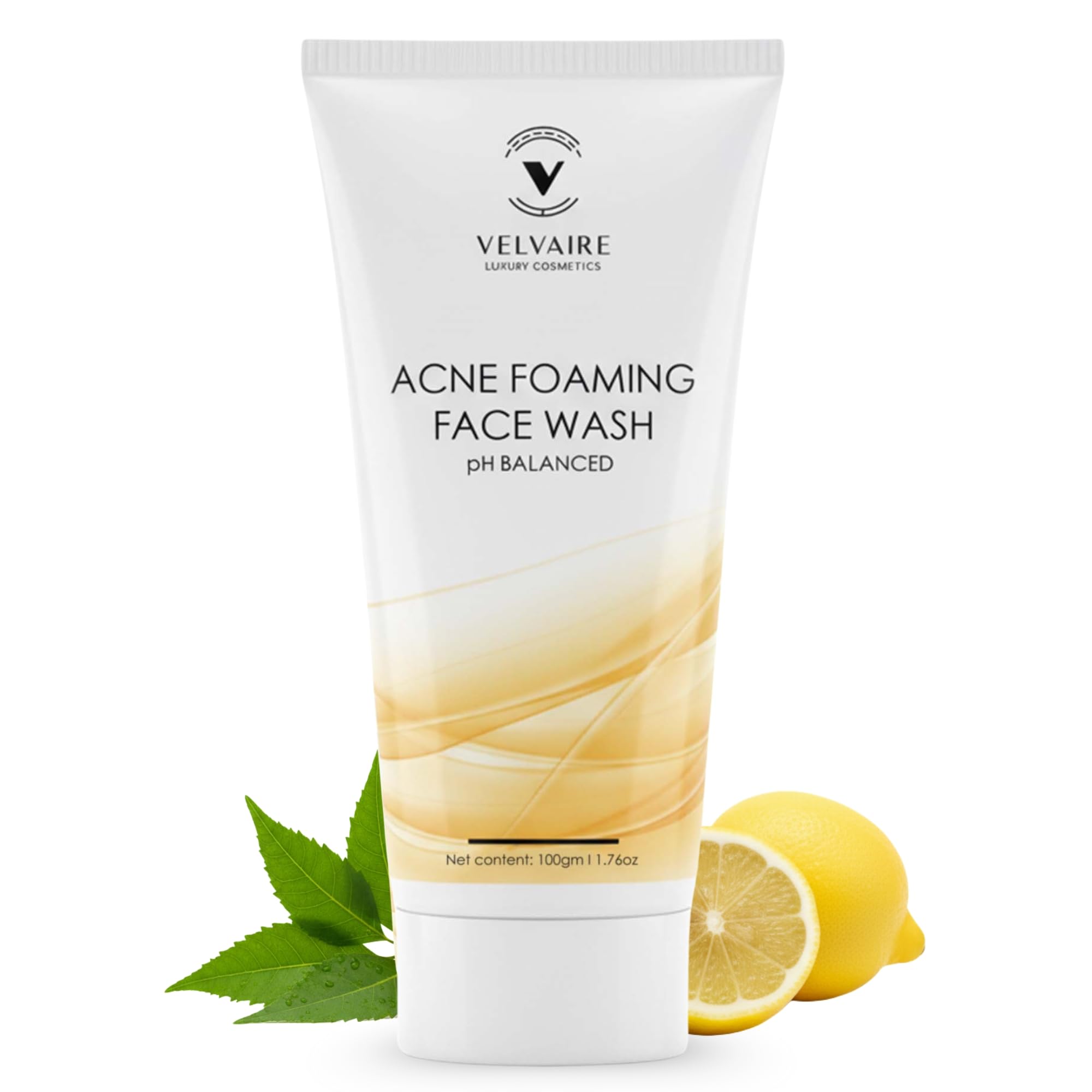 Velvaire Acne Foaming Face Wash 100ml - Deep Clean, Clear Oil & Acne-Prone Skin, With Neem, Tulsi & Aloe Vera - 100% Ayurvedic
