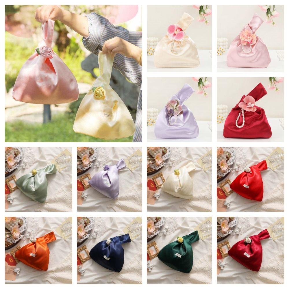 Elegant Rose Wrist Bag Chinese Style Butterfly Orchid Knot Handbag Gift Candies Bag  Kids