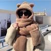 Plush Bear Hat Scarf One-piece Women's Winter Scarf Winter Versatile Cycling Warmth Beanies Caps with Plush Ear Protection Hood