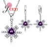 Fast Shipping Vintage Trendy Women Sterling Silver Color Wedding Jewelry Sets Flower Shape Necklace Earrings Wholesale 6 Colors