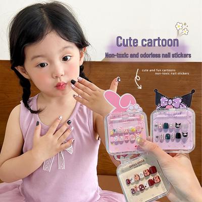 Girls' Wearable Nail Art Stickers - Cute Jelly Glue, Removable and Finished Nail Pieces
