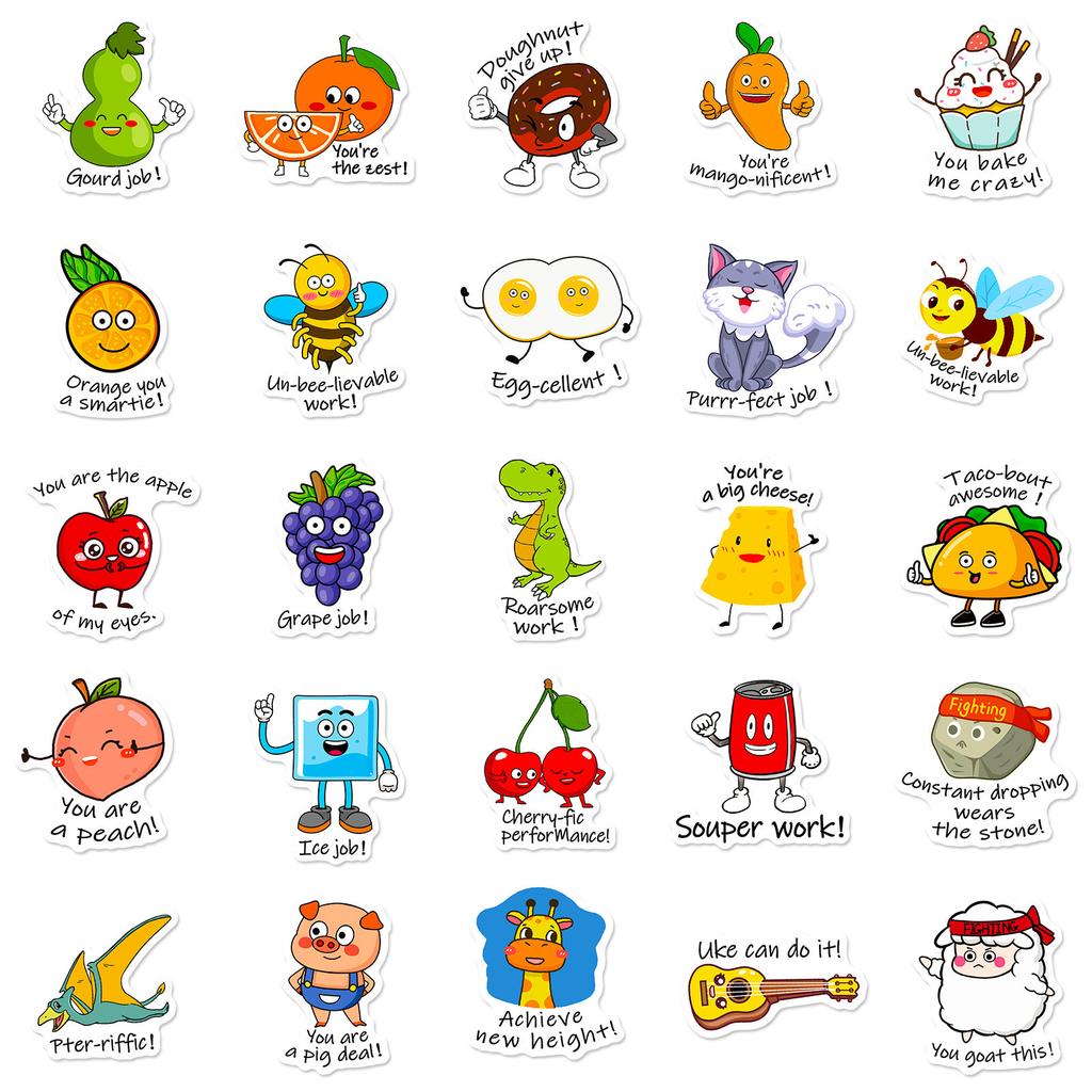 50 Homophone Stickers TEMU English Puns Fun Reward Children Cute Student Stickers