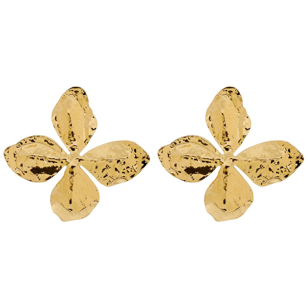 European American Exaggerated Big Flower Stud Earrings Retro Ins Petal Metal Sheet Earrings For Women Trendy Fashion Jewelry