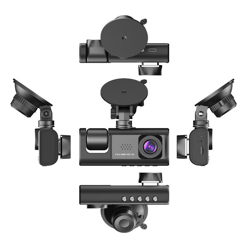 Three Recording Driving Recorder 1080P Large Wide-angle Three Lens Car Recorder Reverse Visibility