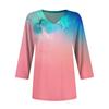 Women's Casual V-neck Gradient Print Three-quarter Sleeve Fashion Top