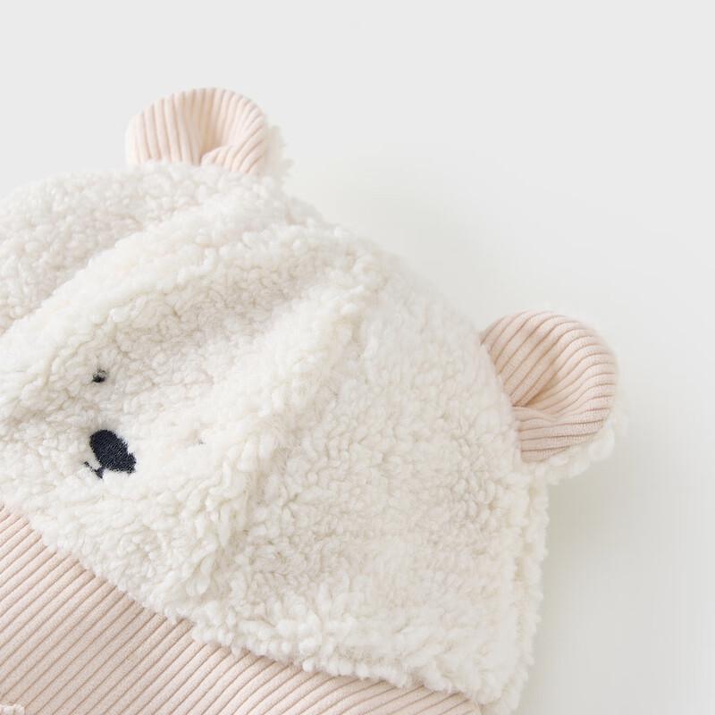 TONGTAI Baby Lamb Wool Windproof Ear Protection Bucket Hat S