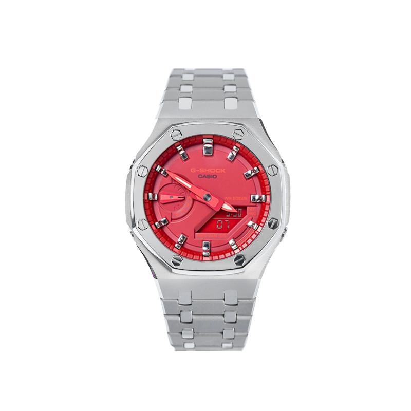 Casio Unisex Liquid Crystal,Analog Dual Display Series 48.5mm Red Watch GA-2100-4A(Watch8--)