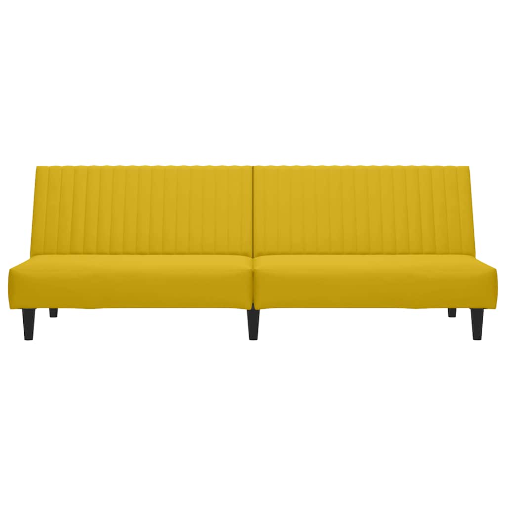 2 Seater Yellow Velvet Sofa Bed