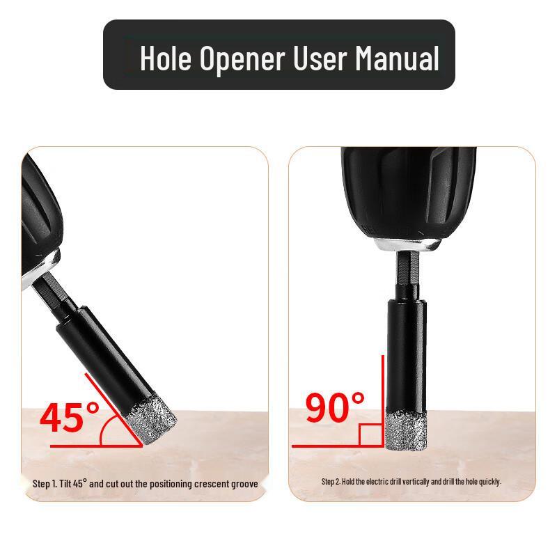 Hex Shank Hole Drill Bit for Glass, Marble, Ceramic, and Porcelain Tiles - Dry Use