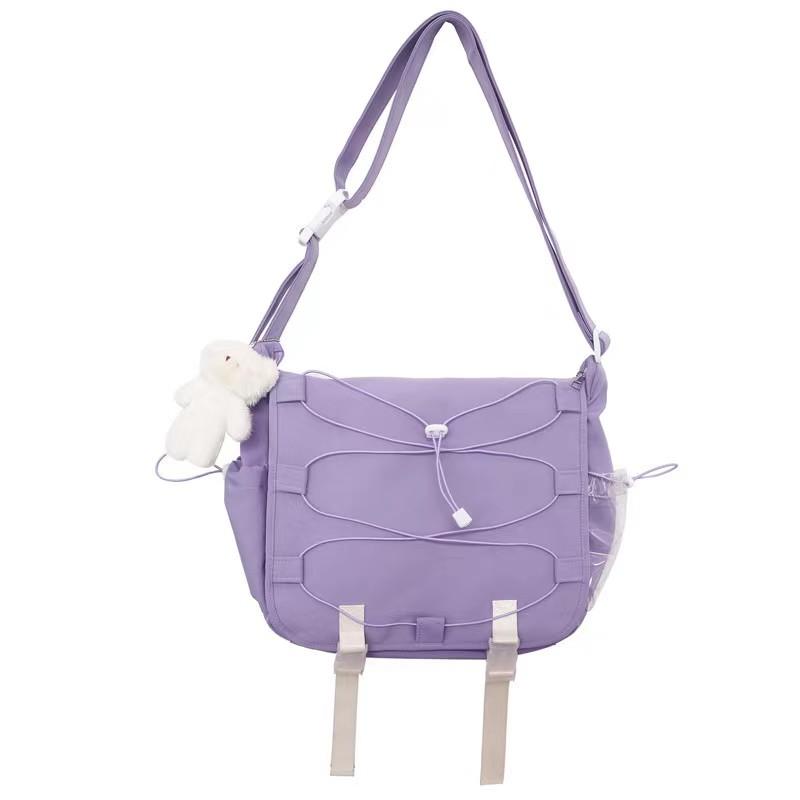 

Fashion Crossbody Ita Bag Waterproof Nylon Women Shoulder Bags Clear PVC Pins Display Ita Bags Female Tote Students Book Bag M
