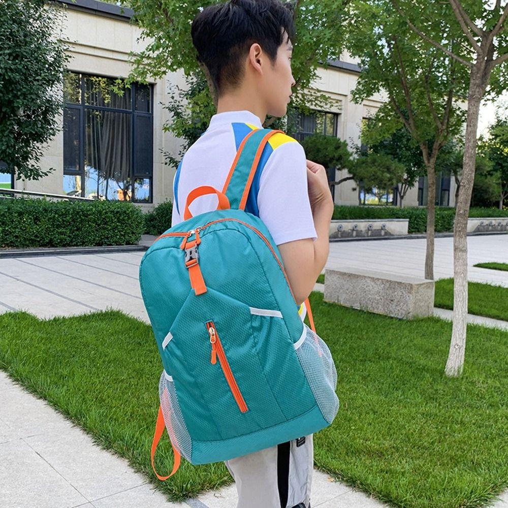 Large Capacity Foldable Backpack Zipper Travel Bag Portable Lightweight Nylon Bag  Outdoor