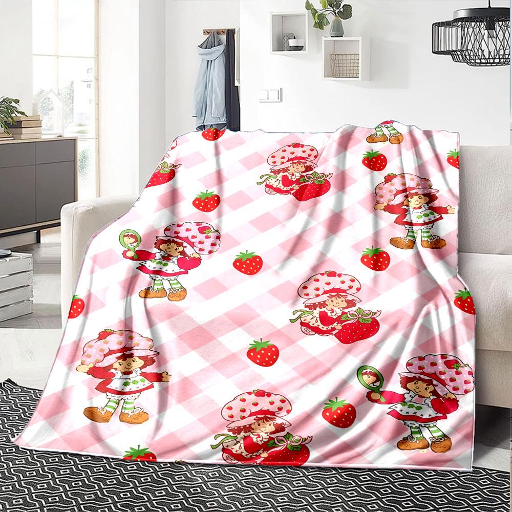 1pc Princess Strawberry14 Blanket, Gift, for Men and Women, Soft Blanket, Good for Sofa Bed Couch Travel, Lightweight Flannel Blanket
