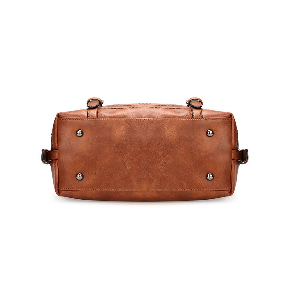 Brown PU Leather-Style Women's Messenger Bag - Shoulder Tote Satchel with ID & Phone Pockets, Zippered Compartments
