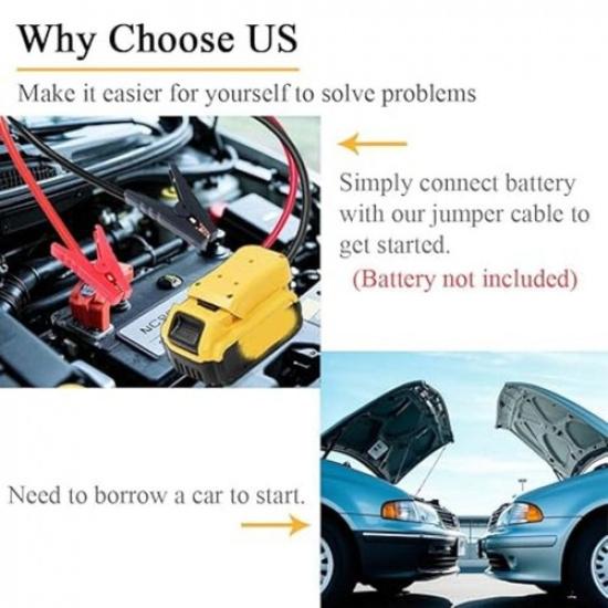 Jumper Cables with Adapter Compatible with 20V Battery, 1.3FT 8AWG Portable Batt